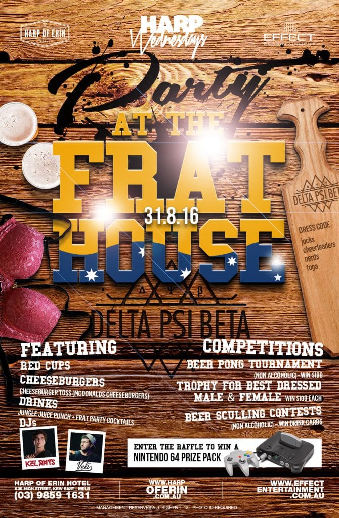 design of flyer 1 At the frat house