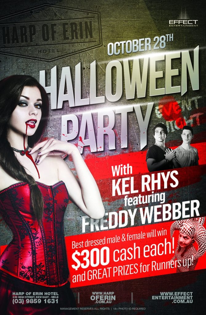 With Kel RHYS featuring Freddy Webber Kellan Williams Halloween Party Flyer -Greymouse