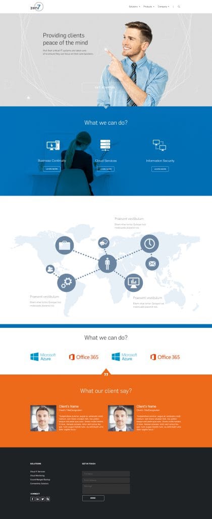 The future of modern office is more and more to reduce physical infrastructure and instead leverage cloud platforms to extend to extend business capability. Zen 7 website image