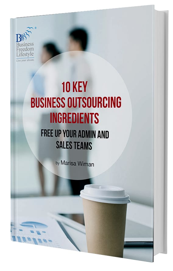 A book written by Marisa Wiman about outsourcing tips 10 Key Business Outsourcing Ingredients Book